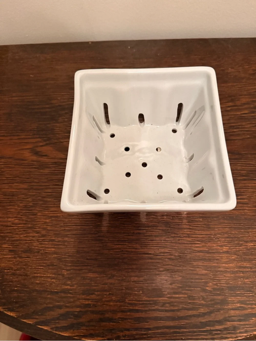 Crate&Barrel White Ceramic Square Berry Basket
